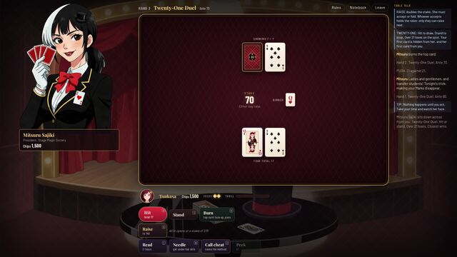 A game of Twenty-One Duel against Mitsuru Saijiki of the Stage Magic Society