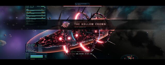 The Hollow Crown arrives, glowing red, with its name across the screen (full size, 1920 × 765)