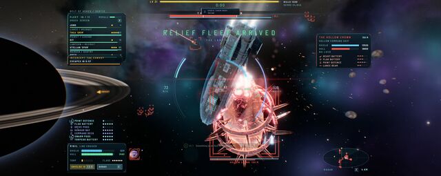 Relief fleet arrived: a large relief ship reaches the player ship (full size, 1920 × 765)